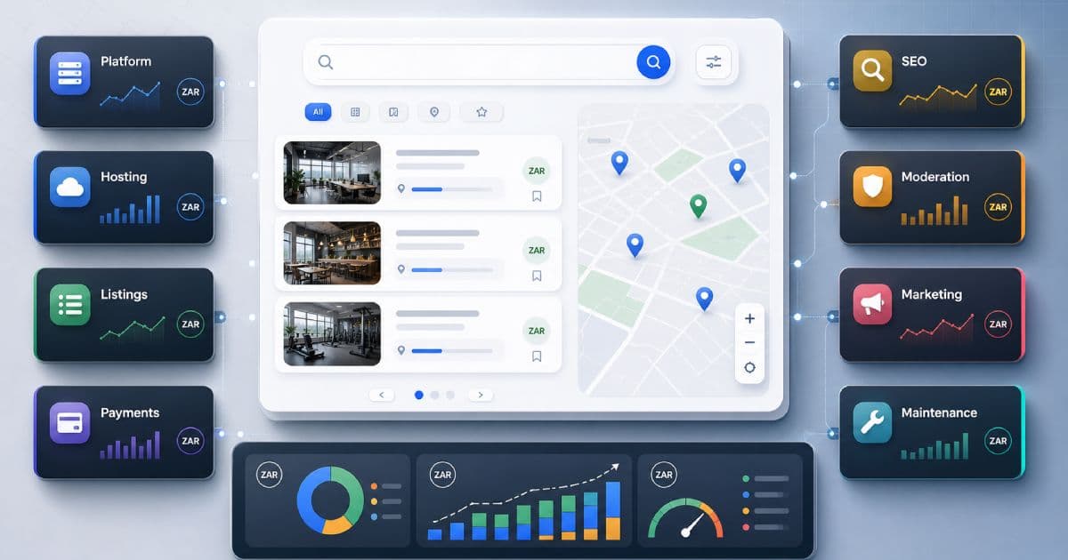 Online directory website cost guide with platform, hosting, SEO, listings, and maintenance cost layers